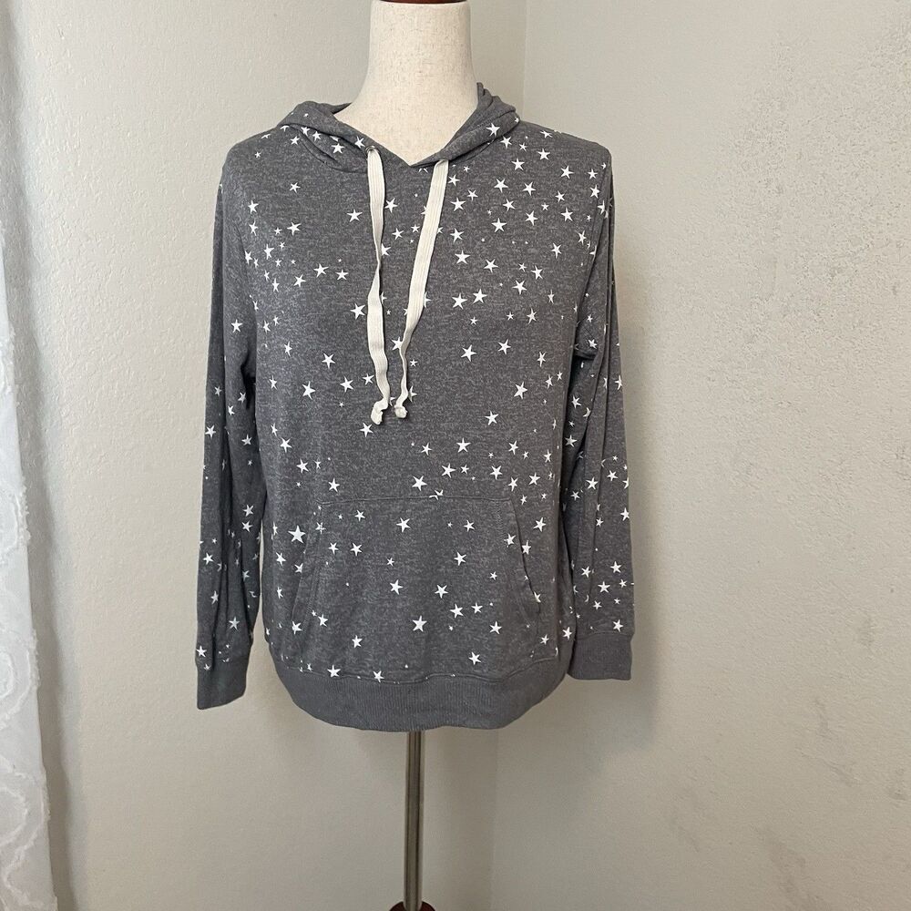 J. Crew Gray Star Cozy Yarn Hoodie Womens Small Pullover Lightweight Sweatshirt